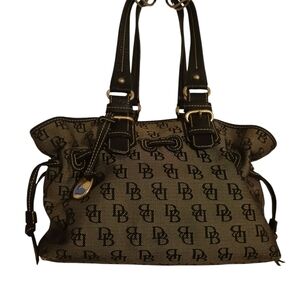 Dooney & Bourke Black and Tan Signature Tote